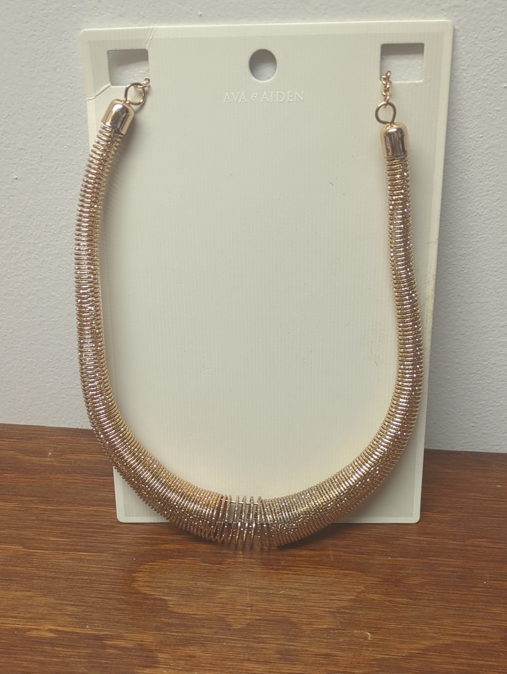 Ava & Aiden Gold Tubular Collar Statement Necklace New